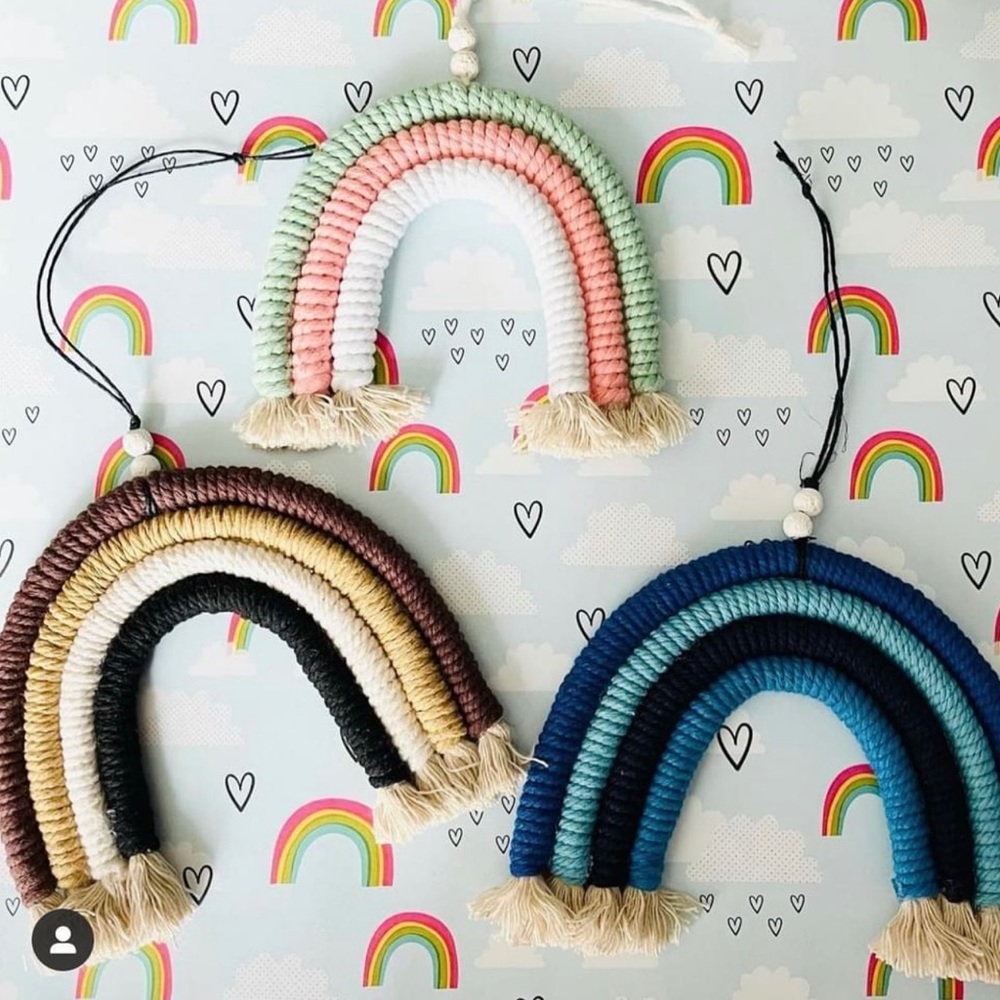 Handmade Macrame Boho Air Freshener Rainbows with Lava Beads